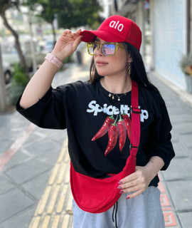 تیشرت طرح فلفل 🌶️دخترونه باکسی ترند و جذاب